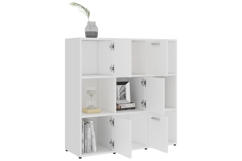 Bokhylla vit 90x30x90 cm spånskiva - Vit - Förvaring - Hylla - Bokhylla