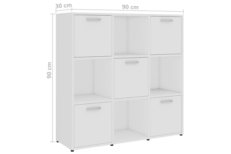 Bokhylla vit 90x30x90 cm spånskiva - Vit - Förvaring - Hylla - Bokhylla