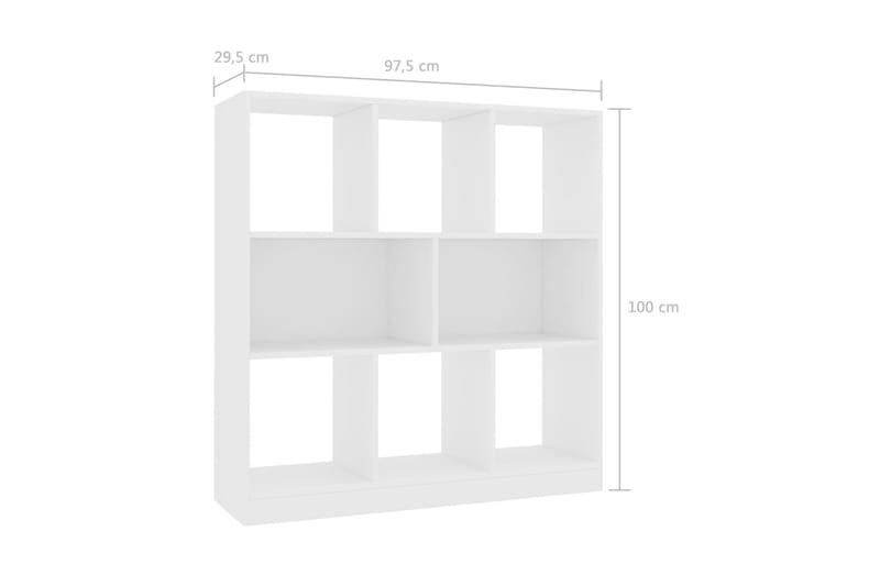 Bokhylla vit 97,5x29,5x100 cm spånskiva - Vit - Bokhylla