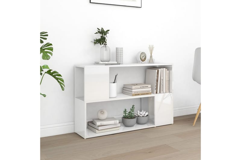 Bokhylla vit högglans 100x24x63 cm spånskiva - Vit högglans - Förvaring - Hylla - Bokhylla