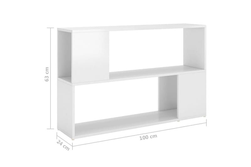 Bokhylla vit högglans 100x24x63 cm spånskiva - Vit högglans - Förvaring - Hylla - Bokhylla