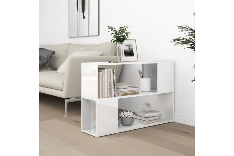 Bokhylla vit högglans 100x24x63 cm spånskiva - Vit högglans - Förvaring - Hylla - Bokhylla
