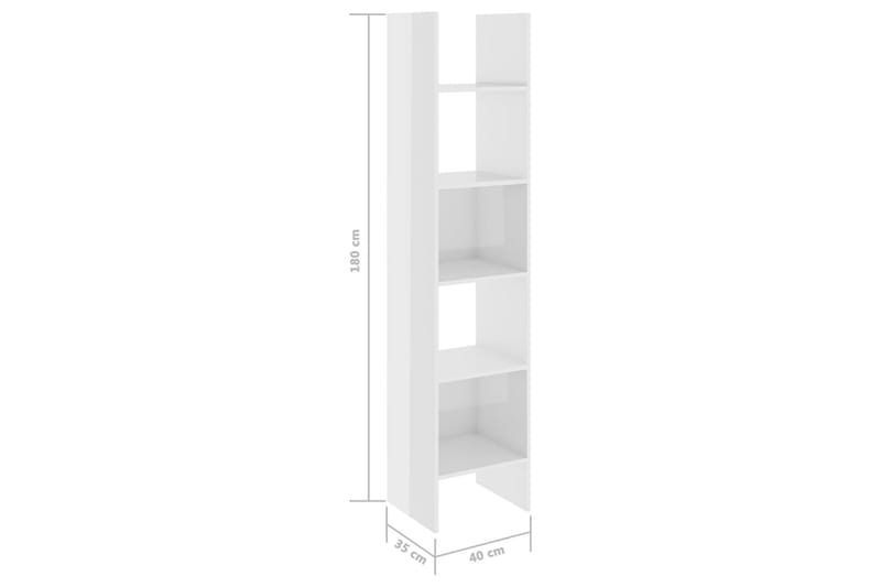 Bokhylla vit högglans 40x35x180 cm spånskiva - Vit - Förvaring - Hylla - Bokhylla