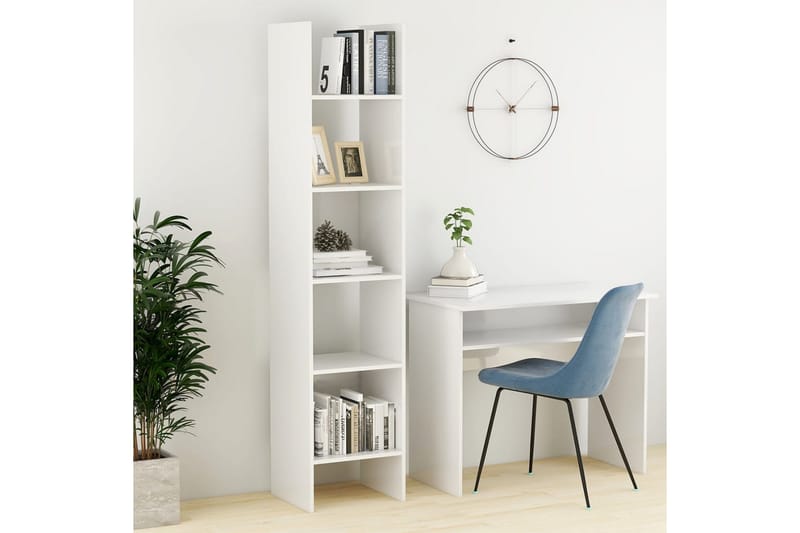Bokhylla vit högglans 40x35x180 cm spånskiva - Vit - Förvaring - Hylla - Bokhylla