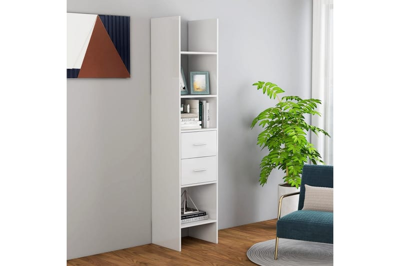 Bokhylla vit högglans 40x35x180 cm spånskiva - Vit - Förvaring - Hylla - Bokhylla