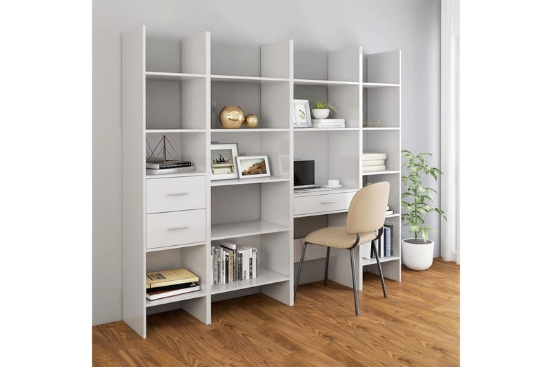 Bokhylla vit högglans 40x35x180 cm spånskiva - Vit - Förvaring - Hylla - Bokhylla