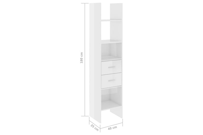 Bokhylla vit högglans 40x35x180 cm spånskiva - Vit - Förvaring - Hylla - Bokhylla
