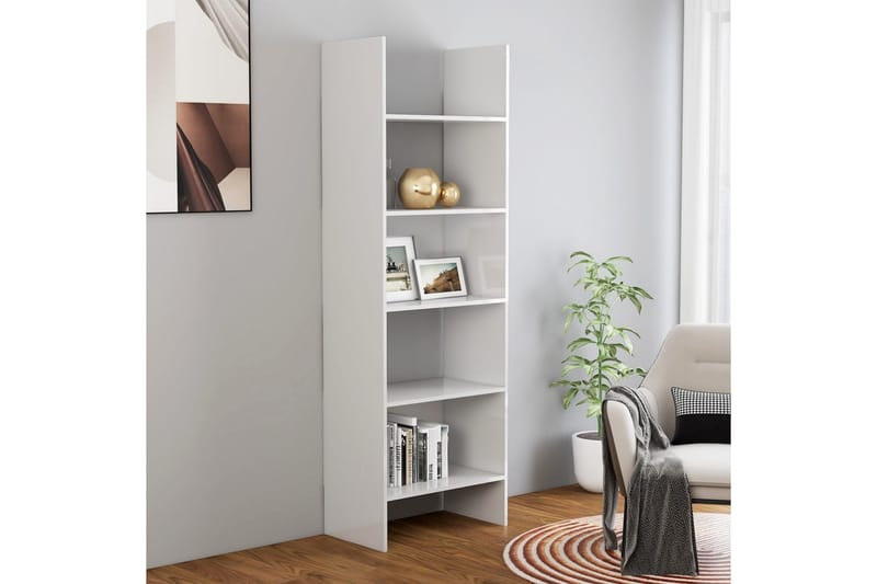 Bokhylla vit högglans 60x35x180 cm spånskiva - Vit - Förvaring - Hylla - Bokhylla