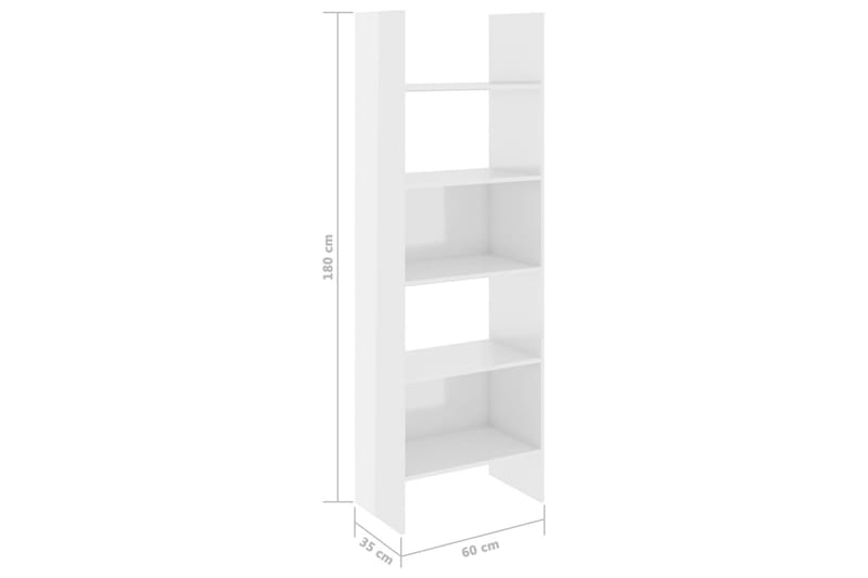 Bokhylla vit högglans 60x35x180 cm spånskiva - Vit - Förvaring - Hylla - Bokhylla