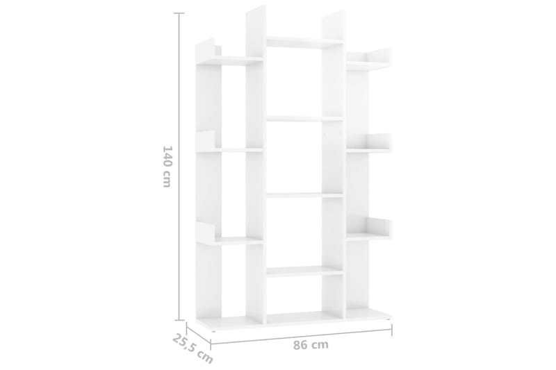Bokhylla vit högglans 86x25,5x140 cm spånskiva - Vit - Förvaring - Hylla - Bokhylla