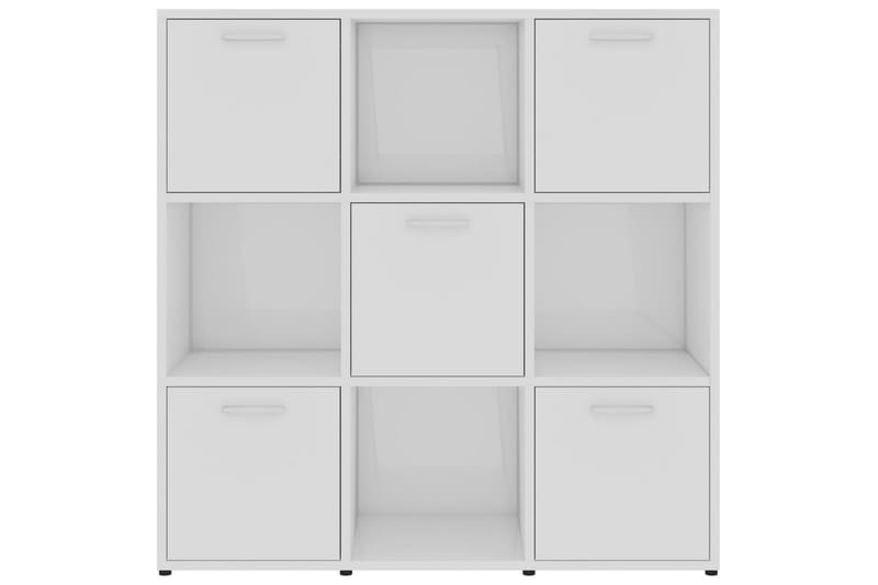 Bokhylla vit högglans 90x30x90 cm spånskiva - Vit - Förvaring - Hylla - Bokhylla