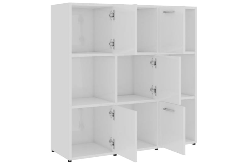 Bokhylla vit högglans 90x30x90 cm spånskiva - Vit - Förvaring - Hylla - Bokhylla