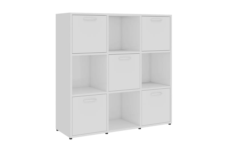Bokhylla vit högglans 90x30x90 cm spånskiva - Vit - Förvaring - Hylla - Bokhylla