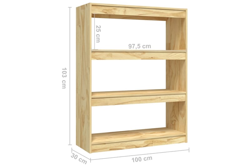 Bokhylla/Rumsavdelare 100x30x103 cm furu - Brun - Förvaring - Hylla - Bokhylla