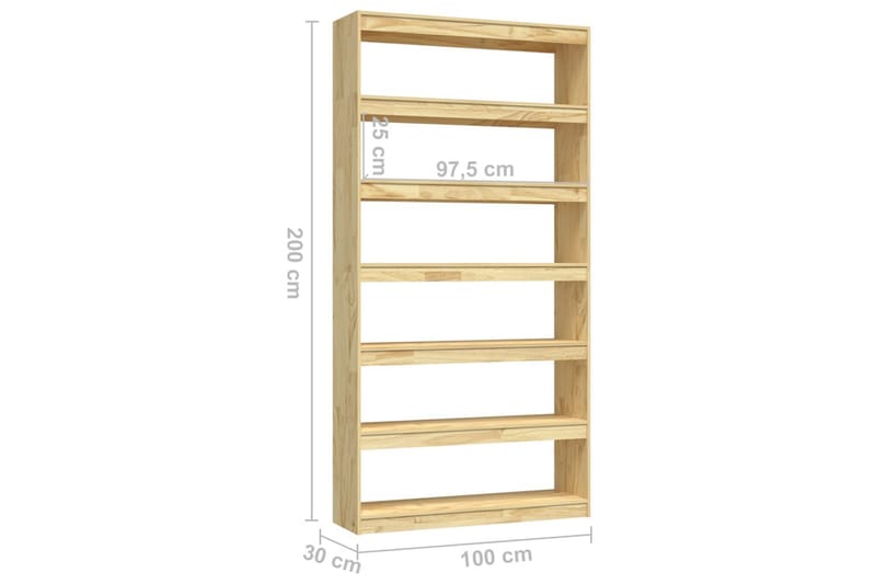 Bokhylla/Rumsavdelare 100x30x200 cm furu - Brun - Förvaring - Hylla - Bokhylla