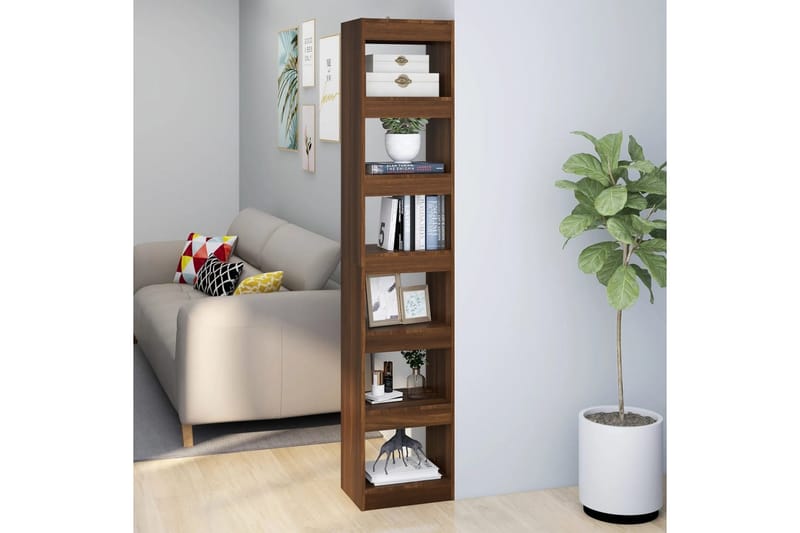 Bokhylla/rumsavdelare brun ek 40x30x198 cm - Brun - Förvaring - Hylla - Bokhylla