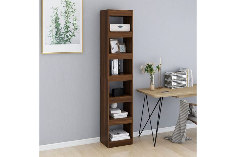 Bokhylla/rumsavdelare brun ek 40x30x198 cm - Brun - Förvaring - Hylla - Bokhylla