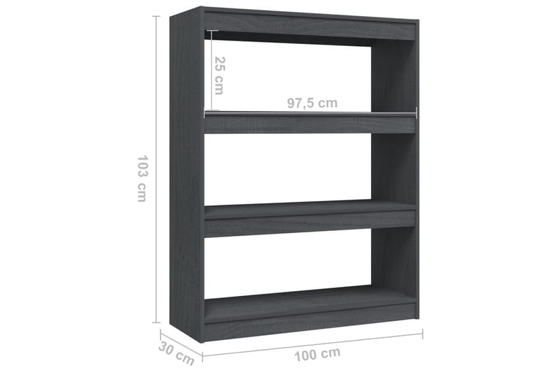 Bokhylla/Rumsavdelare grå 100x30x103 cm furu - Grå - Förvaring - Hylla - Bokhylla
