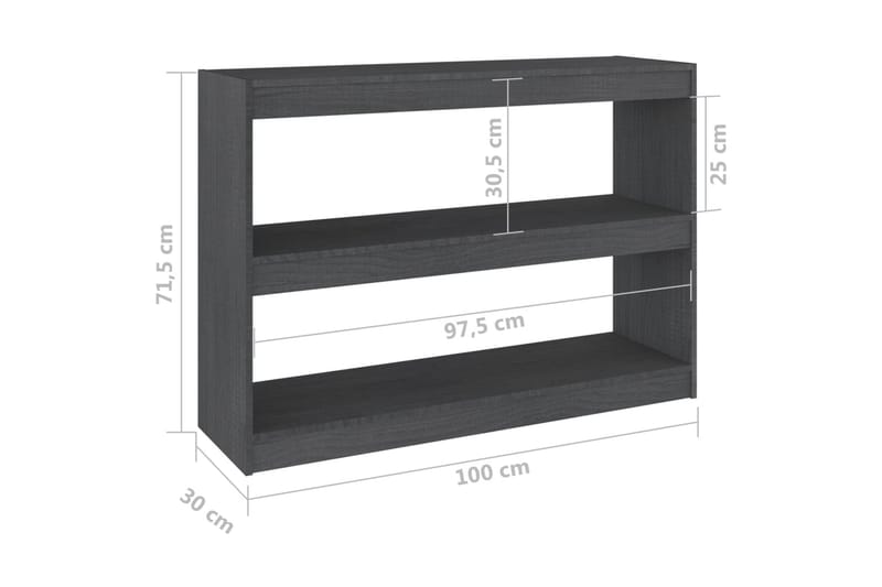 Bokhylla/Rumsavdelare grå 100x30x71,5 cm furu - Grå - Bokhylla