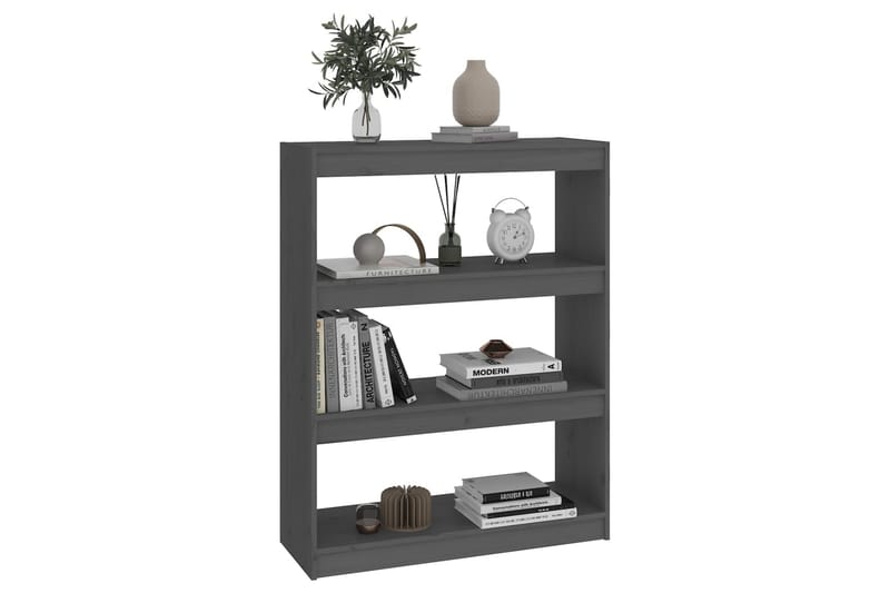 Bokhylla/rumsavdelare grå 80x30x103,5 cm massiv furu - Grå - Förvaring - Hylla - Bokhylla