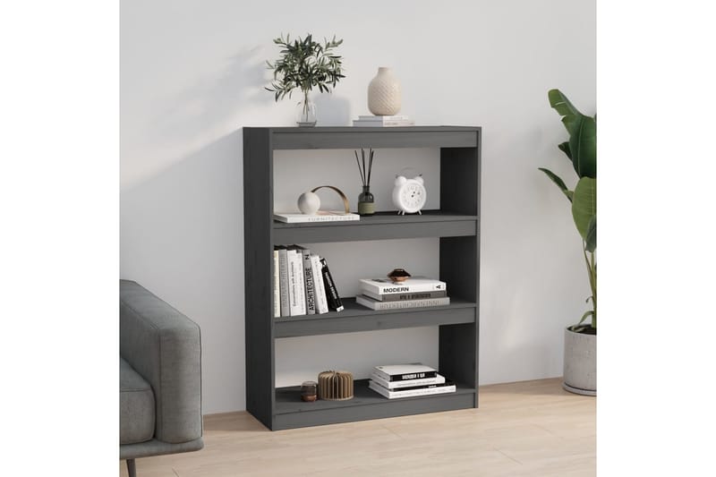 Bokhylla/rumsavdelare grå 80x30x103,5 cm massiv furu - Grå - Förvaring - Hylla - Bokhylla