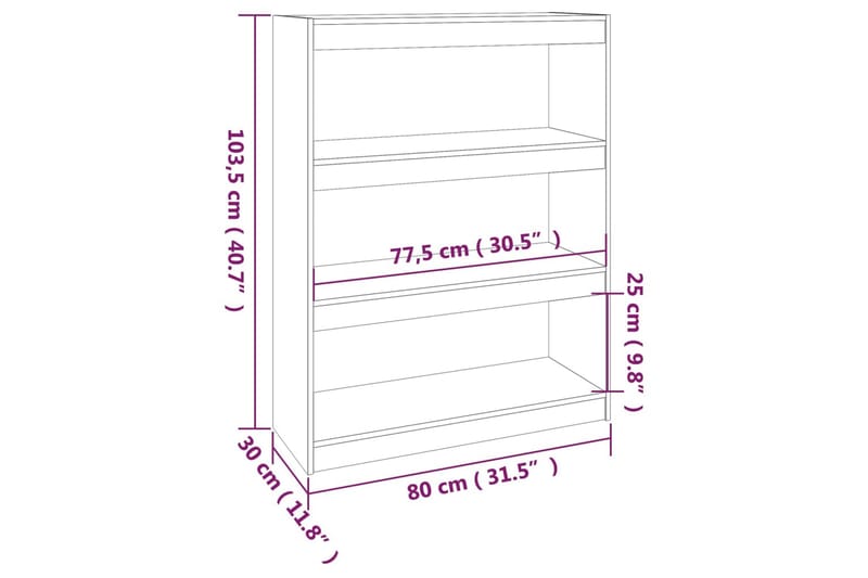 Bokhylla/rumsavdelare grå 80x30x103,5 cm massiv furu - Grå - Förvaring - Hylla - Bokhylla