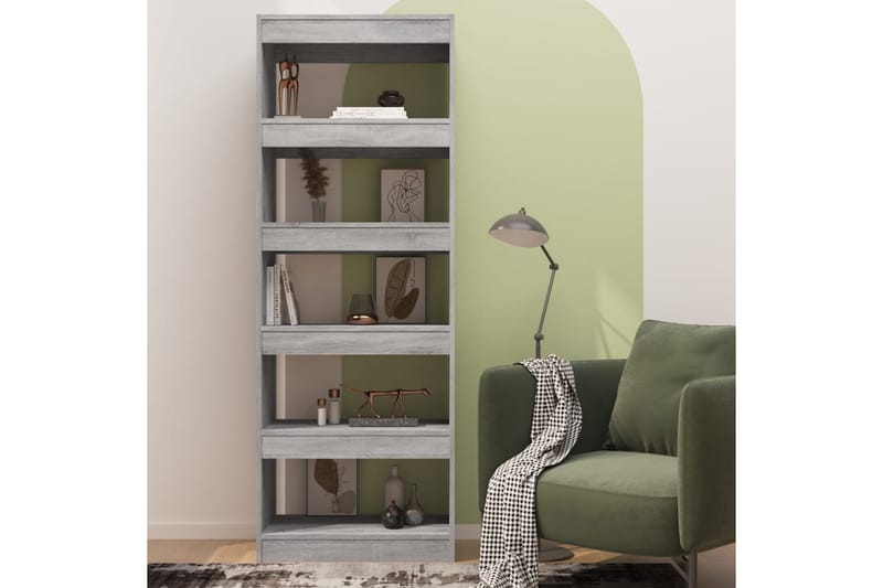 Bokhylla/Rumsavdelare grå  sonoma-ek 60x30x166 cm spånskiva - Grå - Förvaring - Hylla - Bokhylla