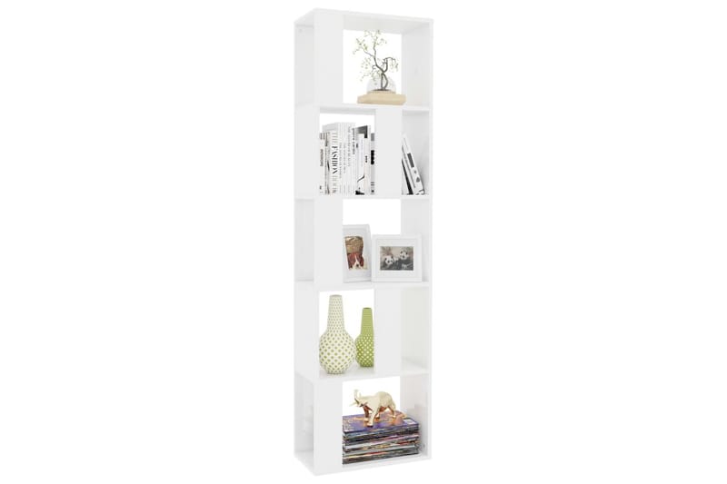 Bokhylla/Rumsavdelare högglans vit 45x24x159 cm spånskiva - Vit - Förvaring - Hylla - Bokhylla