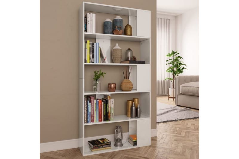 Bokhylla/Rumsavdelare högglans vit 80x24x159 cm - Vit - Förvaring - Hylla - Bokhylla