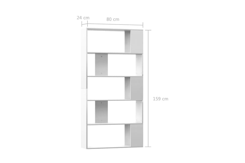 Bokhylla/Rumsavdelare högglans vit 80x24x159 cm - Vit - Förvaring - Hylla - Bokhylla