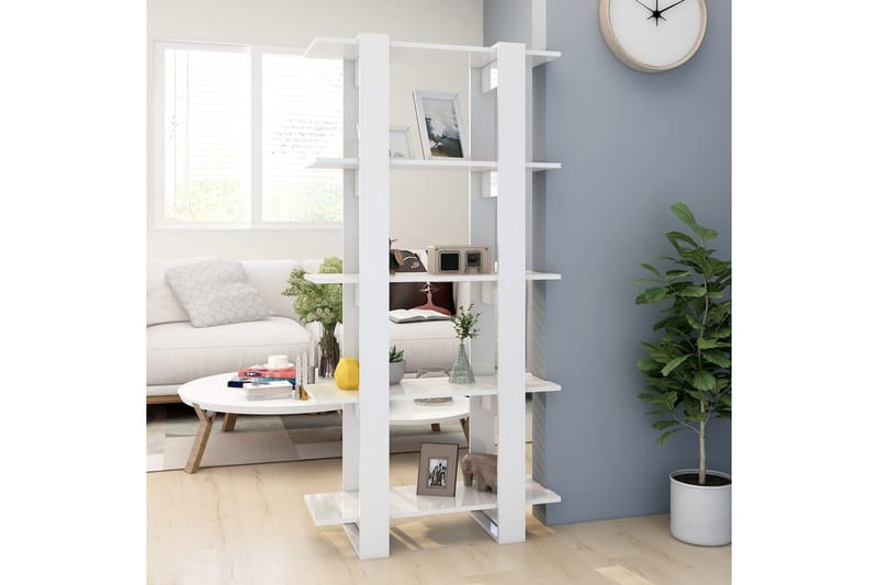 Bokhylla/Rumsavdelare högglans vit 80x30x160 cm - Vit - Förvaring - Hylla - Bokhylla
