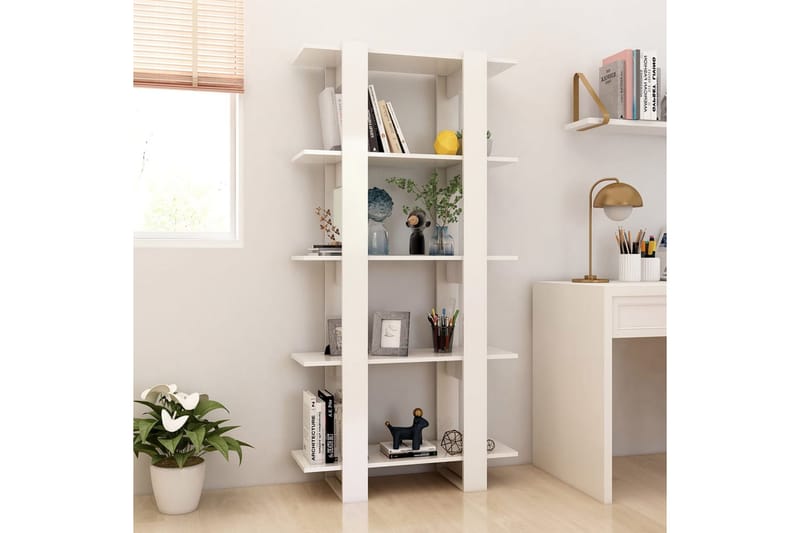 Bokhylla/Rumsavdelare högglans vit 80x30x160 cm - Vit - Förvaring - Hylla - Bokhylla