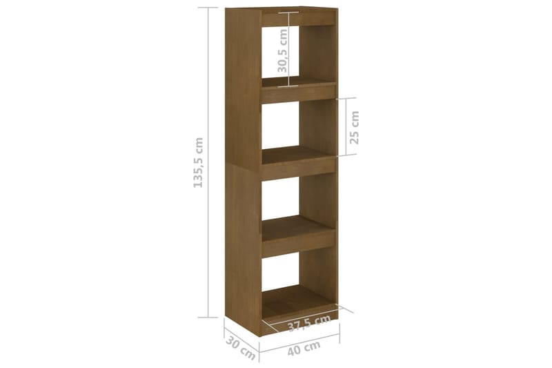 Bokhylla/Rumsavdelare honungsbrun 40x30x135,5 cm furu - Honung - Förvaring - Hylla - Bokhylla
