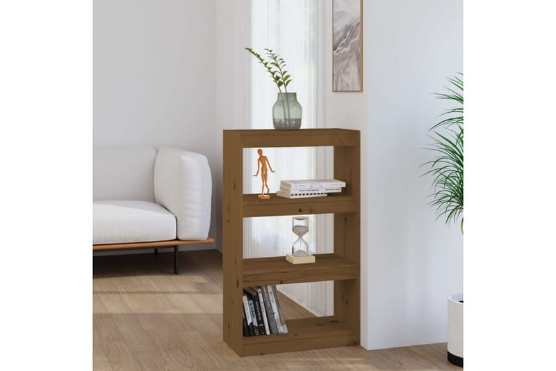 Bokhylla/rumsavdelare honungsbrun 60x30x103,5 cm furu - Honung - Förvaring - Hylla - Bokhylla