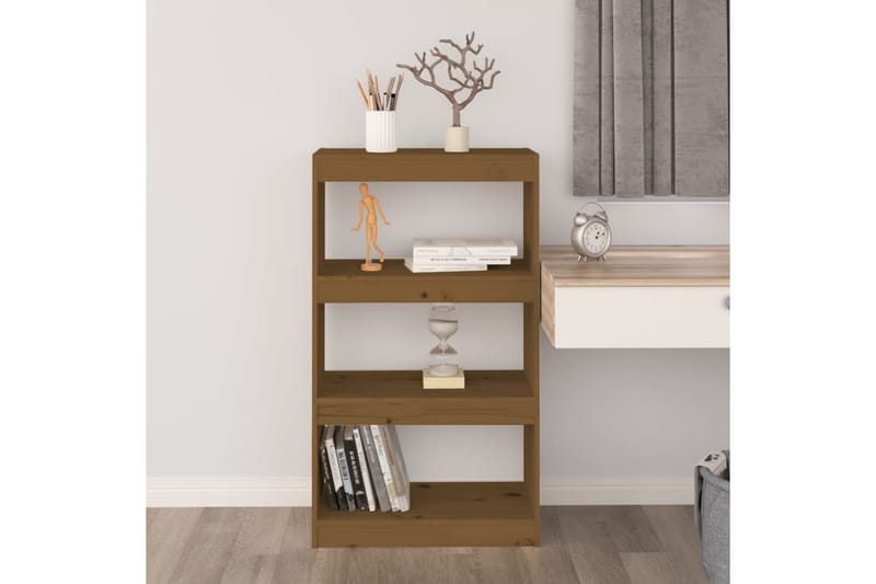 Bokhylla/rumsavdelare honungsbrun 60x30x103,5 cm furu - Honung - Förvaring - Hylla - Bokhylla