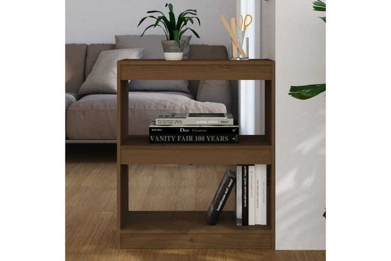Bokhylla/Rumsavdelare honungsbrun 60x30x71,5 cm massiv furu - Honung - Förvaring - Hylla - Bokhylla