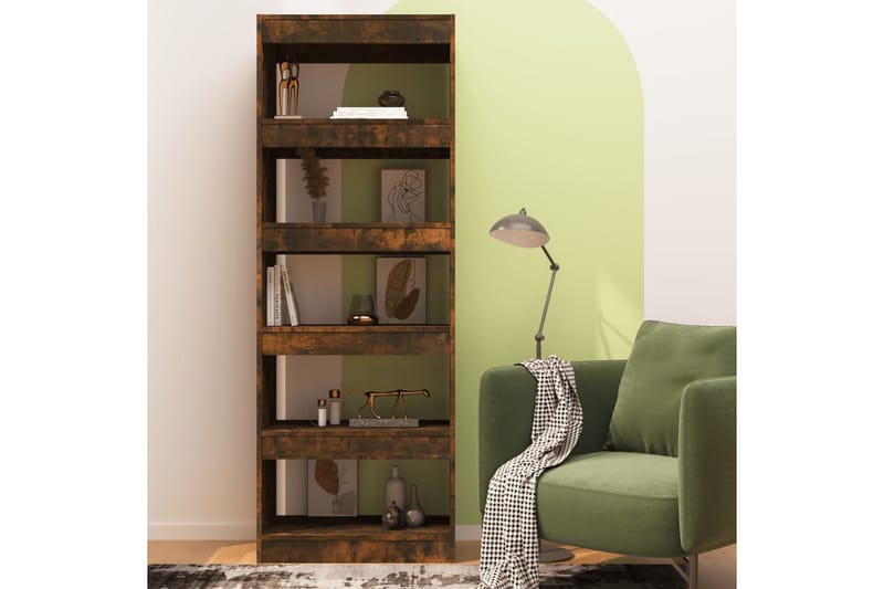 Bokhylla/Rumsavdelare rökfärgad ek 60x30x166 cm spånskiva - Brun - Förvaring - Hylla - Bokhylla