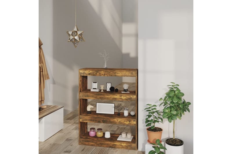 Bokhylla/Rumsavdelare rökfärgad ek 80x30x103 cm konstruerat - Brun - Förvaring - Hylla - Bokhylla