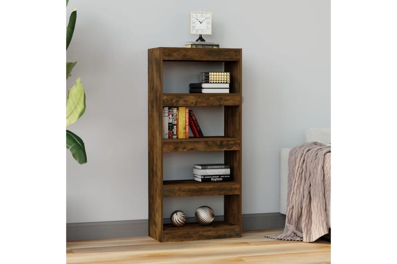 Bokhylla/rumsavdelare rökfärgat ek 60x30x135 cm konstruerat - Brun - Förvaring - Hylla - Bokhylla