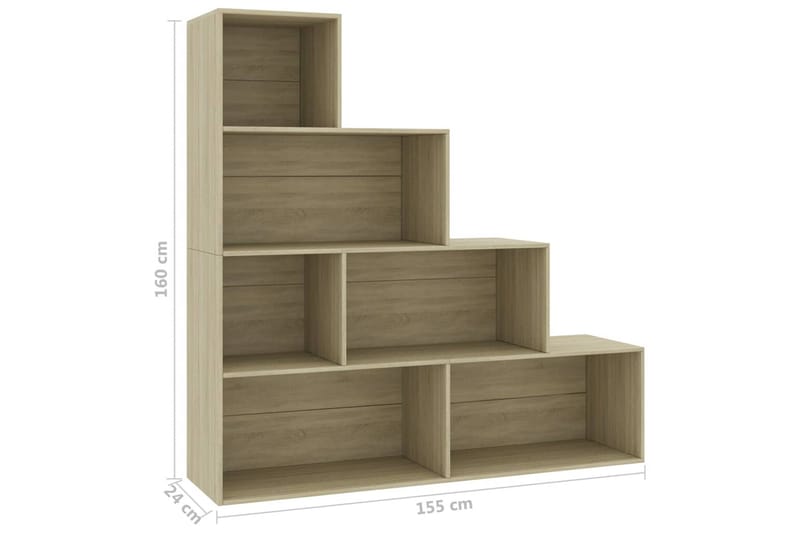 Bokhylla/Rumsavdelare sonoma-ek 155x24x160 cm spånskiva - Brun - Förvaring - Hylla - Bokhylla