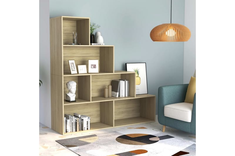 Bokhylla/Rumsavdelare sonoma-ek 155x24x160 cm spånskiva - Brun - Förvaring - Hylla - Bokhylla
