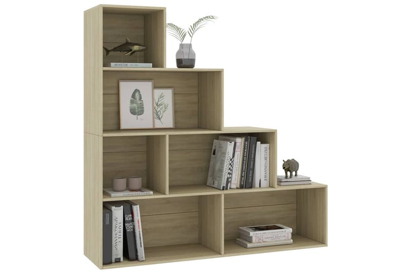 Bokhylla/Rumsavdelare sonoma-ek 155x24x160 cm spånskiva - Brun - Förvaring - Hylla - Bokhylla