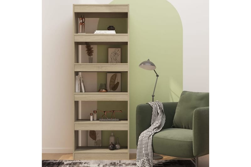 Bokhylla/Rumsavdelare sonoma-ek 60x30x166 cm spånskiva - Brun - Förvaring - Hylla - Bokhylla