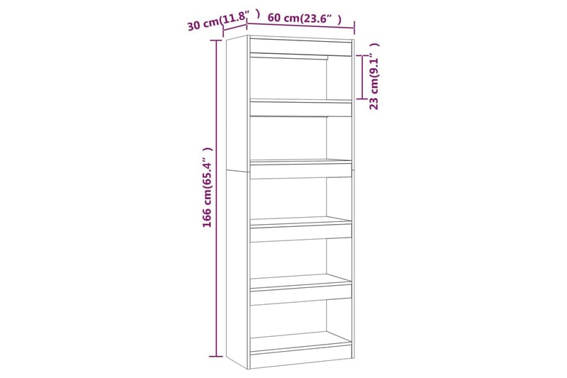 Bokhylla/Rumsavdelare sonoma-ek 60x30x166 cm spånskiva - Brun - Förvaring - Hylla - Bokhylla