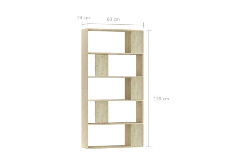 Bokhylla/Rumsavdelare sonoma-ek 80x24x159 cm spånskiva - Brun - Förvaring - Hylla - Bokhylla