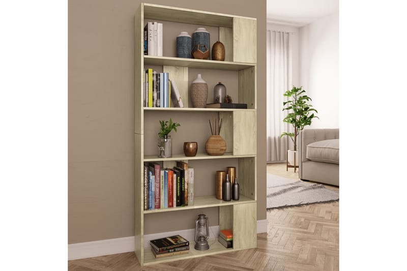 Bokhylla/Rumsavdelare sonoma-ek 80x24x159 cm spånskiva - Brun - Förvaring - Hylla - Bokhylla