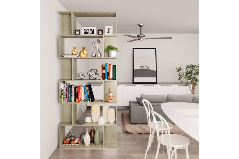 Bokhylla/Rumsavdelare sonoma-ek 80x24x192 cm spånskiva - Brun - Förvaring - Hylla - Bokhylla