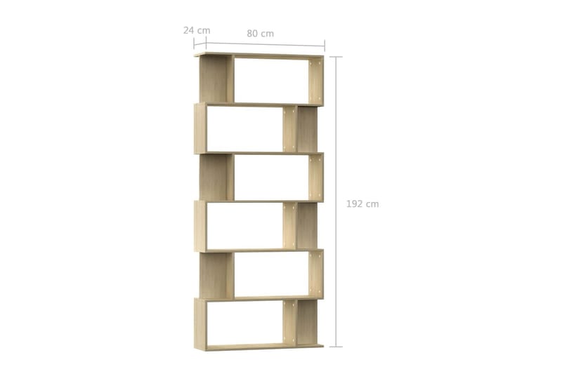 Bokhylla/Rumsavdelare sonoma-ek 80x24x192 cm spånskiva - Brun - Bokhylla