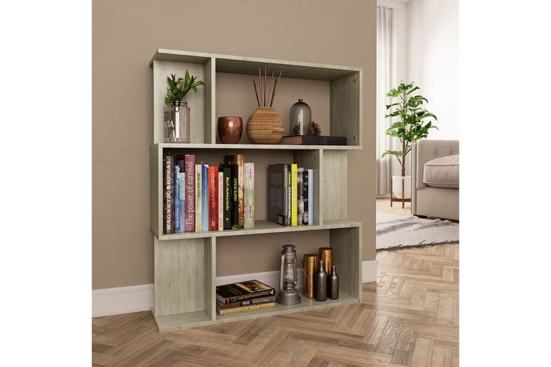 Bokhylla/Rumsavdelare sonoma-ek 80x24x96 cm spånskiva - Brun - Förvaring - Hylla - Bokhylla