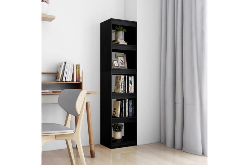 Bokhylla/rumsavdelare svart 40x30x167,5 cm massiv furu - Svart - Förvaring - Hylla - Bokhylla